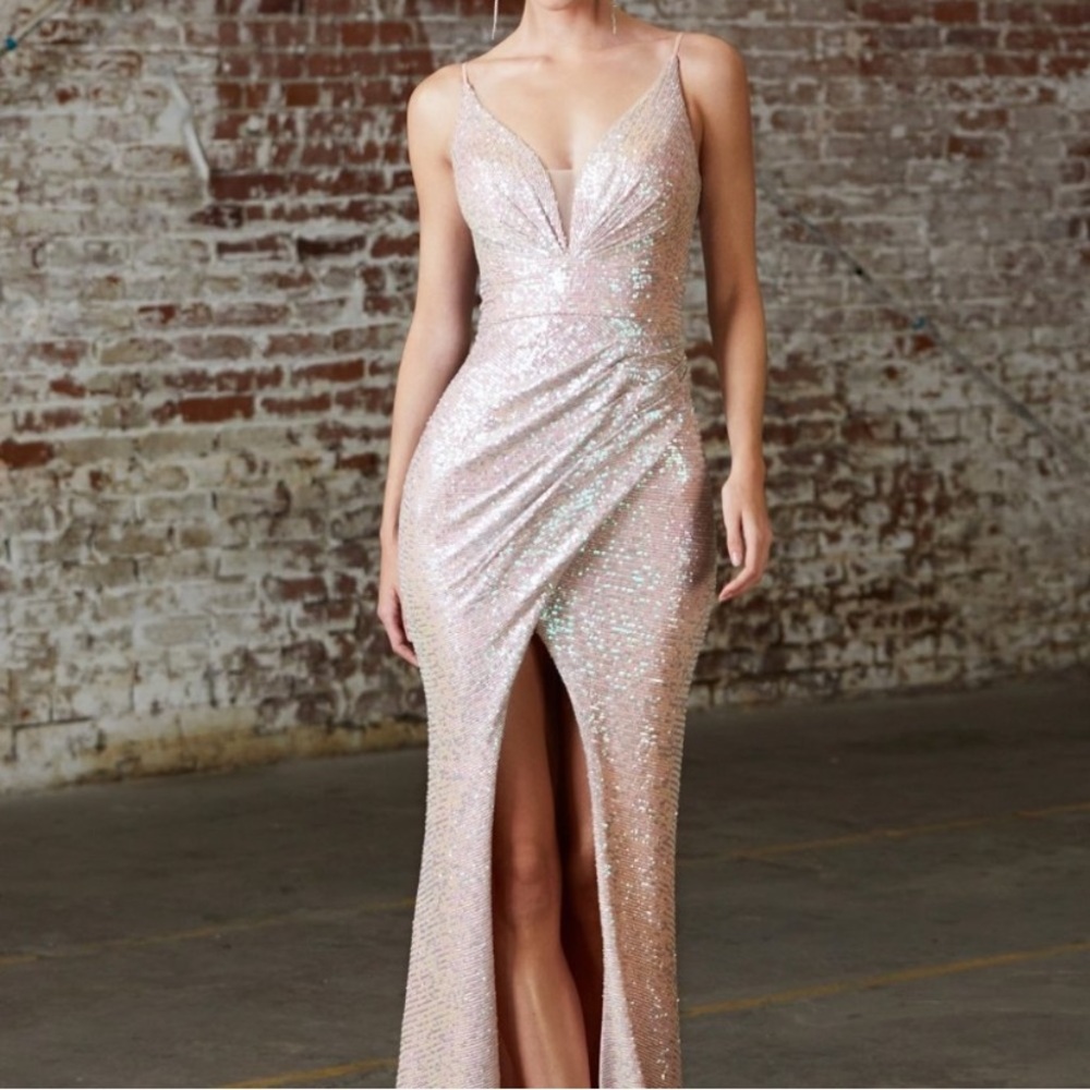Gold/Nude Sequin Prom Dress